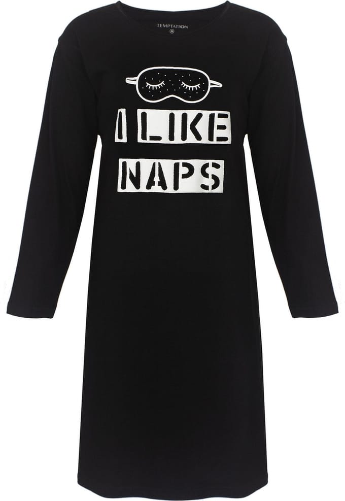 Temptation Dames Nachthemd - Bigshirt - Zwart - Maat M