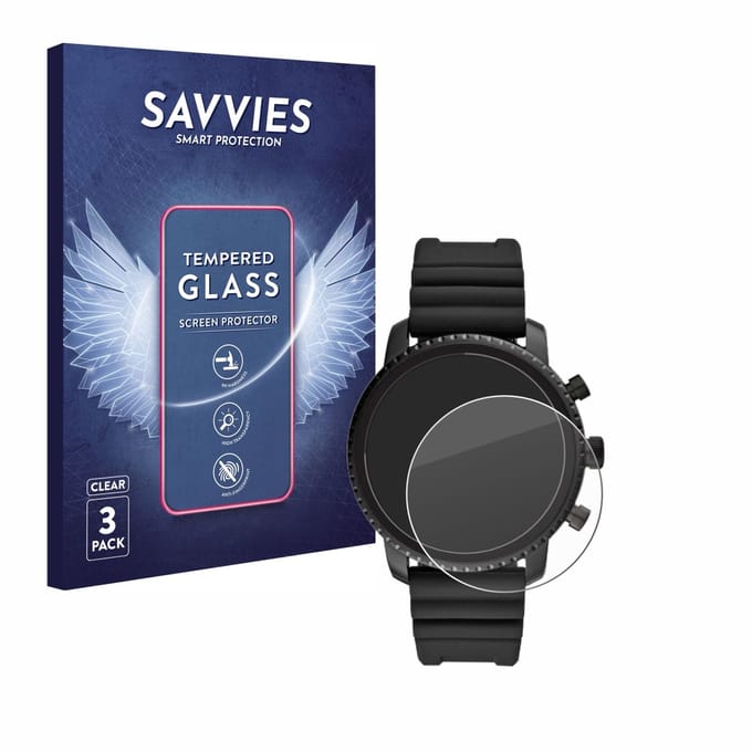 Savvies - Glas Screenprotector voor Fossil Q Explorist HR (4.Gen) - Gehard Beschermglas 9H 3 Stuks