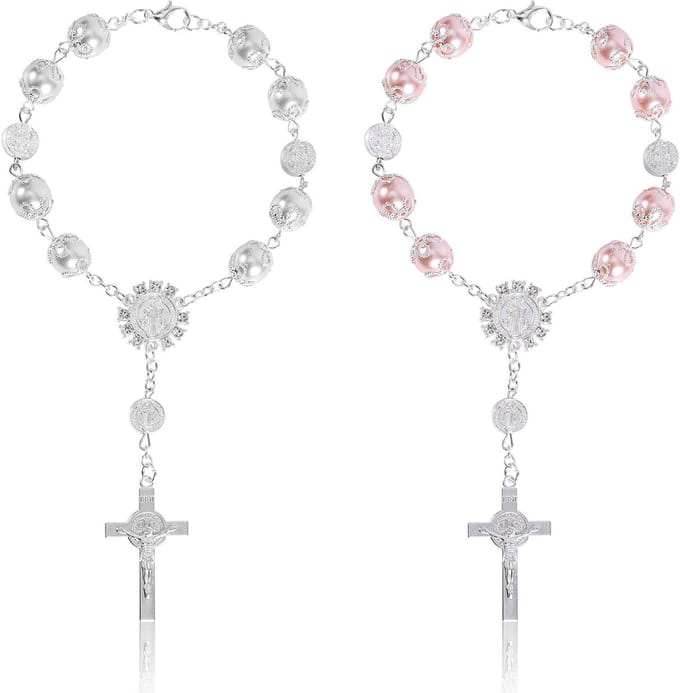 Ronte - Auto rozenkrans spiegel hanger voor auto-interieur - Religieuze geschenken - 2 stuks