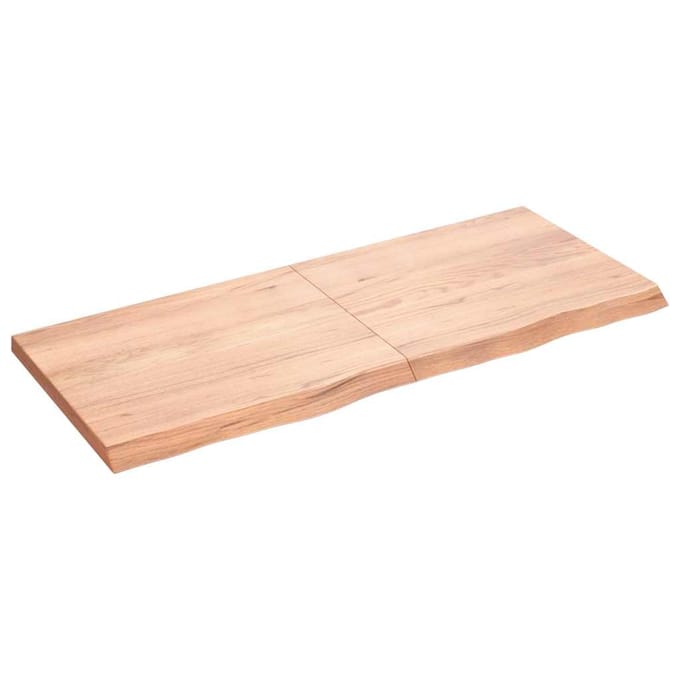 vidaXL - Wandschap - 120x50x(2-4)cm - behandeld - massief - eikenhout - lichtbruin
