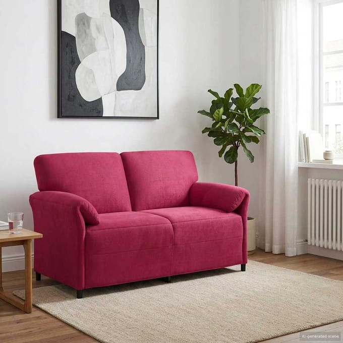 vidaXL - 2-Zits - Sofa - Wijnrood - 158 - x - 83 - x - 95 - cm - Fluweel