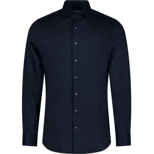 Roy Robson Overhemd Slim Uni Color Cotton Tone on Tone Buttons Navy / male