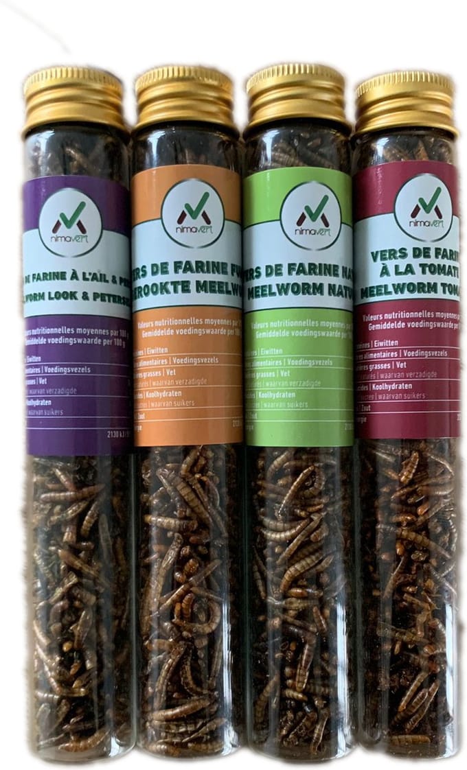 Gedroogde Meelworm - Mix Natuur - Tomaat - Gerookt - Look Peterselie
