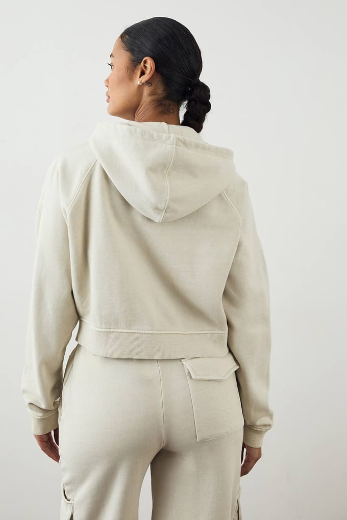 Dames DSGN Studio Premium Heavyweight Gewassen Boxy Zip Hoodie | Ecru | Maat: Large