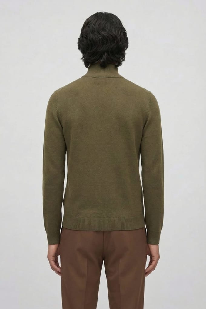 Lacoste Zipped High Neck Cotton Sweater Olive Size: L | Sweaters Outlet | Heren | Groen