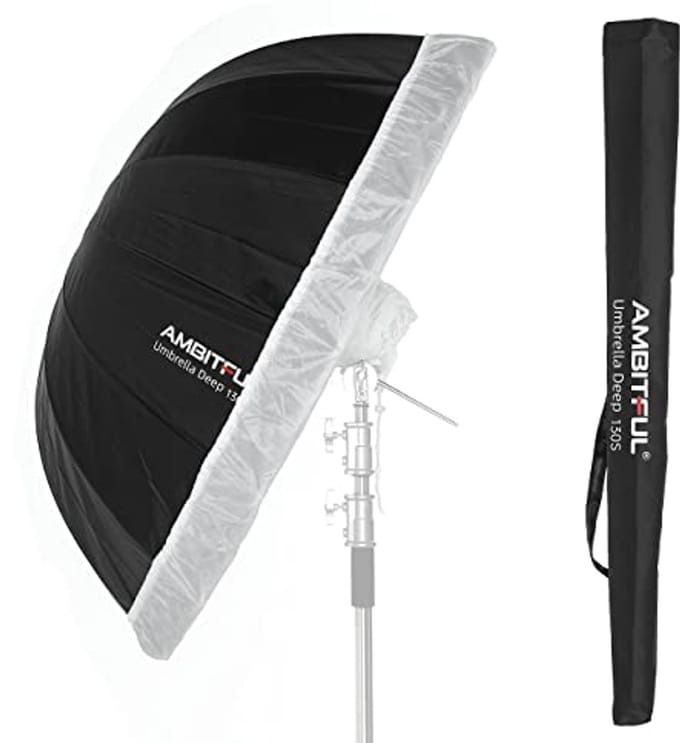 Parabolische Zilveren Paraplu 130 cm met Diffuser voor Studio Fotografie