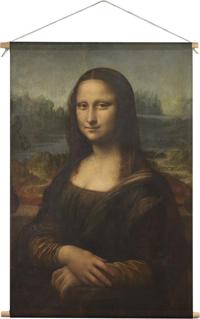 Mona Lisa | Textieldoek | Textielposter | Wanddecoratie | 40CM x 60CM” | Schilderij