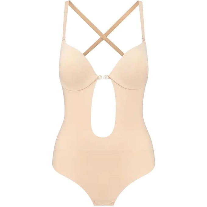 Bye Bra Low Back Sensual Bodysuit Beige S