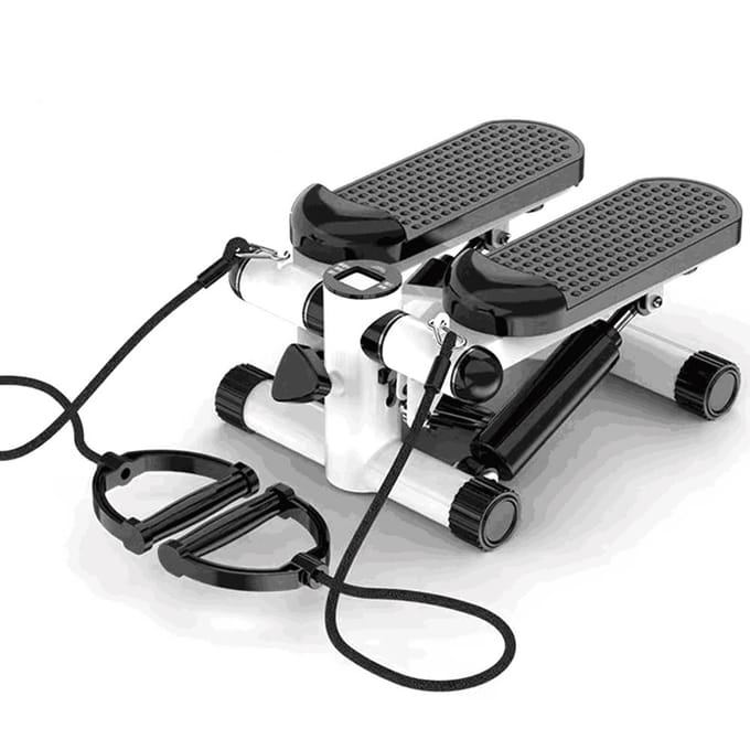 Mini-stepper voor thuisoefeningen met weerstandsbanden LCD-display Capaciteit 100kg Trapstepper wit/zwart