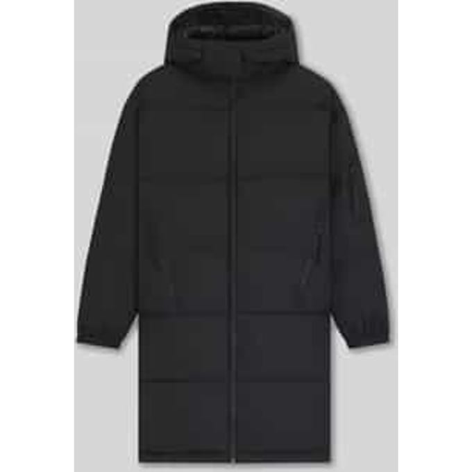 Relaxed fit gewatteerde lange jas met afneembare capuchon