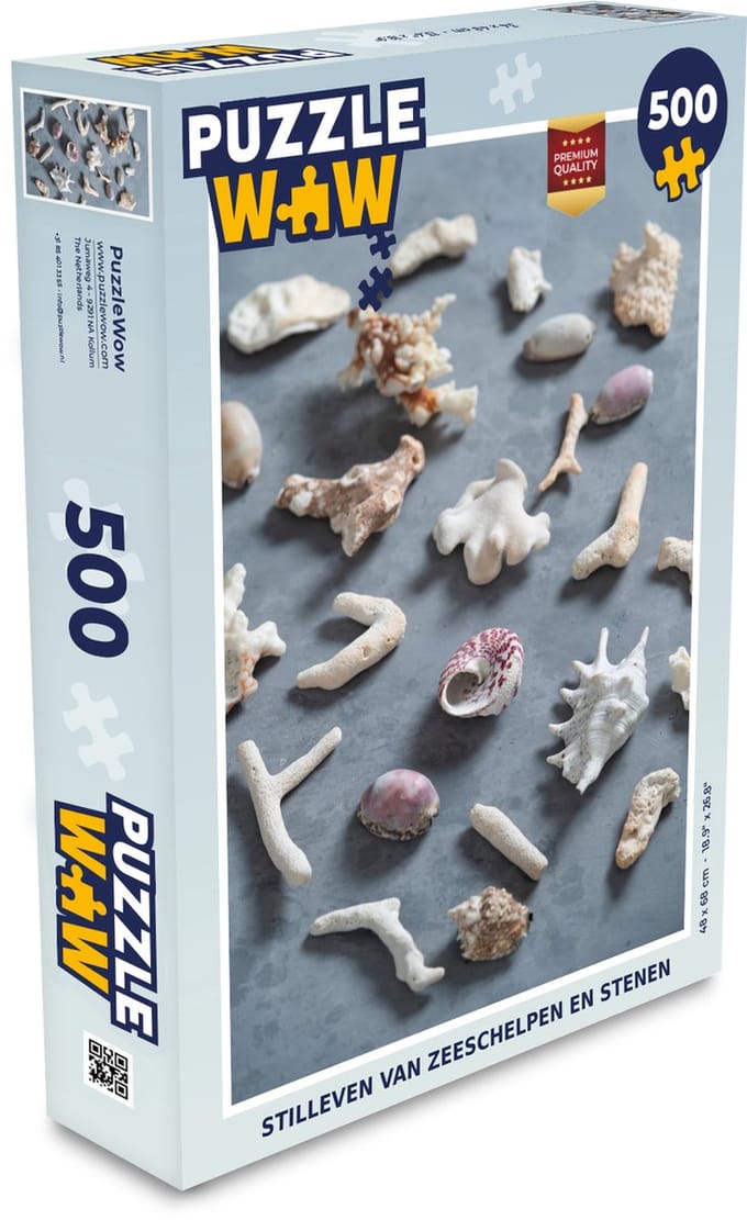 Puzzel Zeeschelpen - Grijs - Koraal - Legpuzzel - Puzzel 500 stukjes