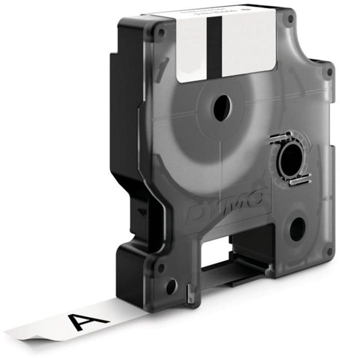 Rillstab labelprinterrol - voor Dymo D1 standard labels – Zwart op wit – 12 mm