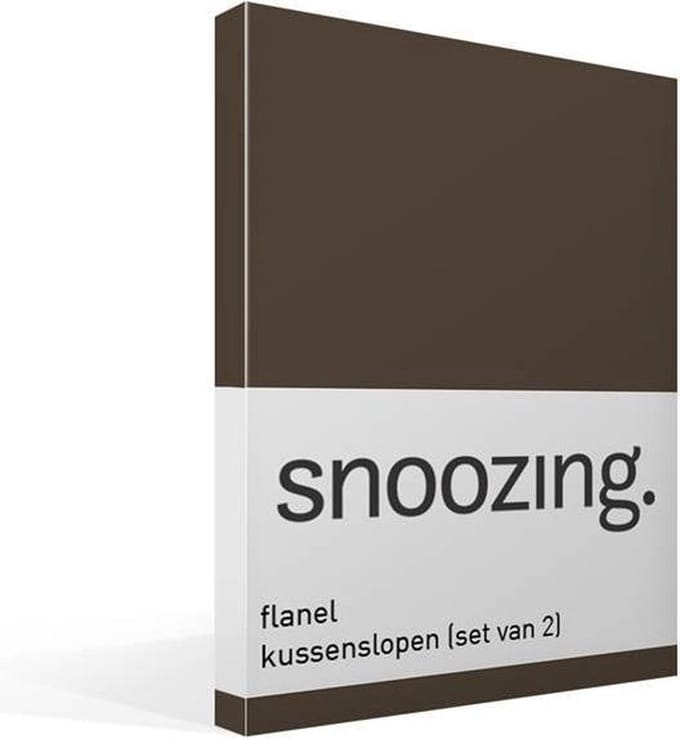 Snoozing - Flanel - Kussenslopen - Set van 2 - 50x70 cm - Bruin