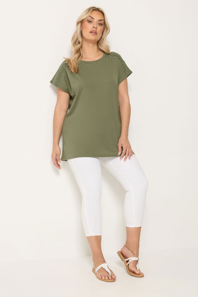 Yours Groen Tshirt Met Randdetail Size 50-52