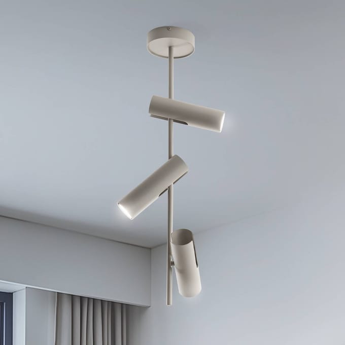 SIGMA Plafondspot Leda 3, taupe, 3-lamps, staal, GU10, hoogte 76 cm