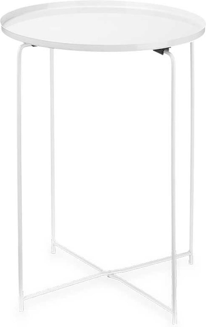 Giftdecor Bijzettafel/salontafel/koffietafel - Bombay - wit - metaal - rond - D35 cm x H50 cm