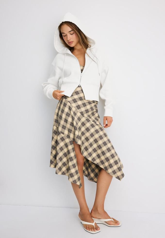 Stradivarius Sweater met capuchon en rits  Ecru XS