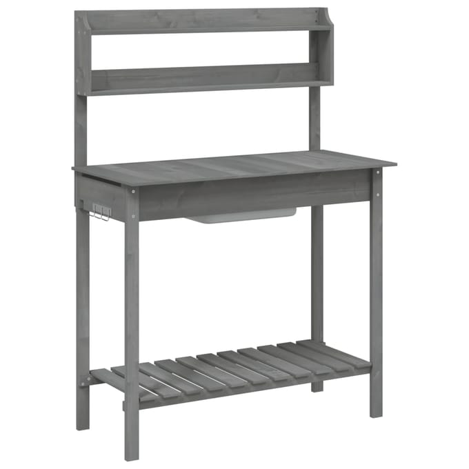 vidaXL - Oppottafel - met - spoelbak - 147,5x44x139,5 - cm - vurenhout - grijs