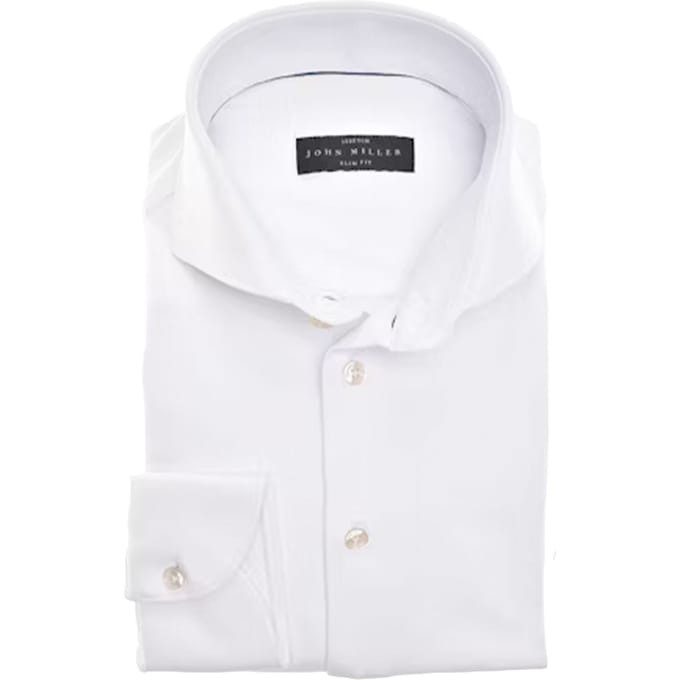 John Miller Slim Fit Lange Mouw Overhemden Wit 5346516