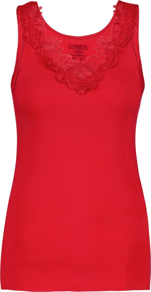 Toker Dames Hemd met kant - Rood - 100% katoen - Maat 36/38