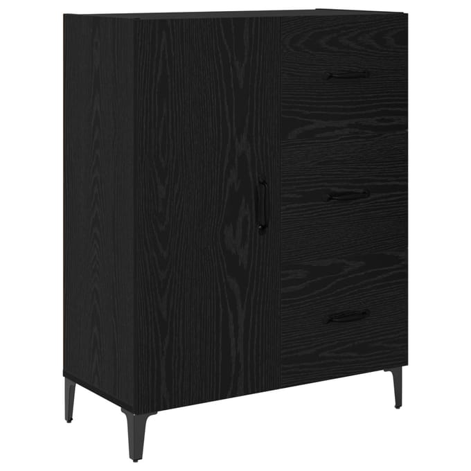 vidaXL - Dressoir - Zwart - Eiken - 69,5 - x - 34 - x - 90 - cm - Bewerkt - hout