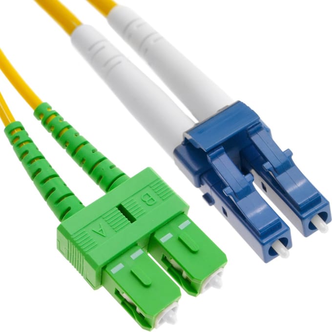 BeMatik - Glasvezelkabel LC / PC naar SC / APC single mode duplex 9/125 van 2 m