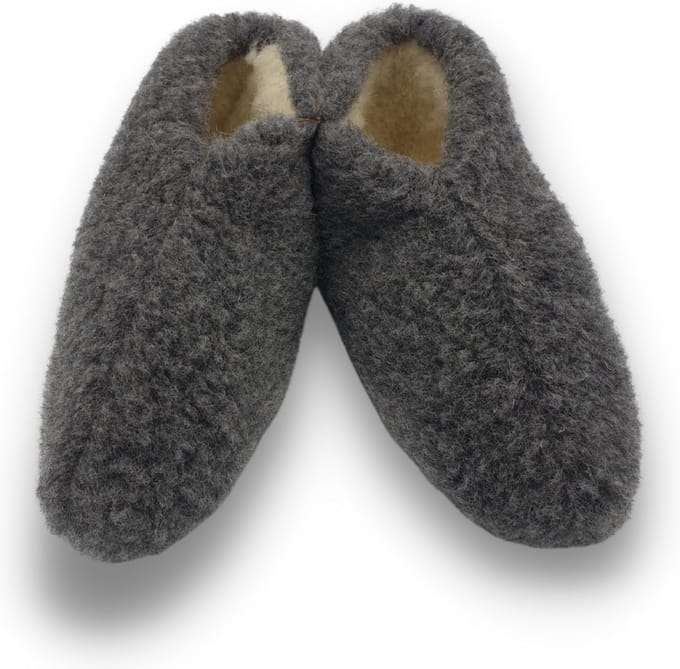 wollen sloffen 100% wol pantoffels -zwart - maat 38
