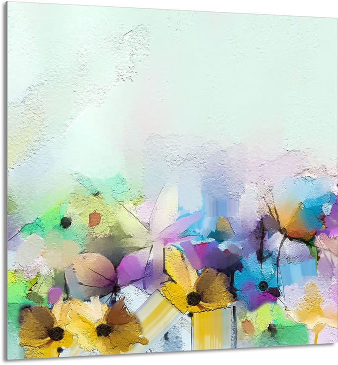 TMK ArtDeko - Glasplaat voor Keuken - 60x65 cm - Bloemen