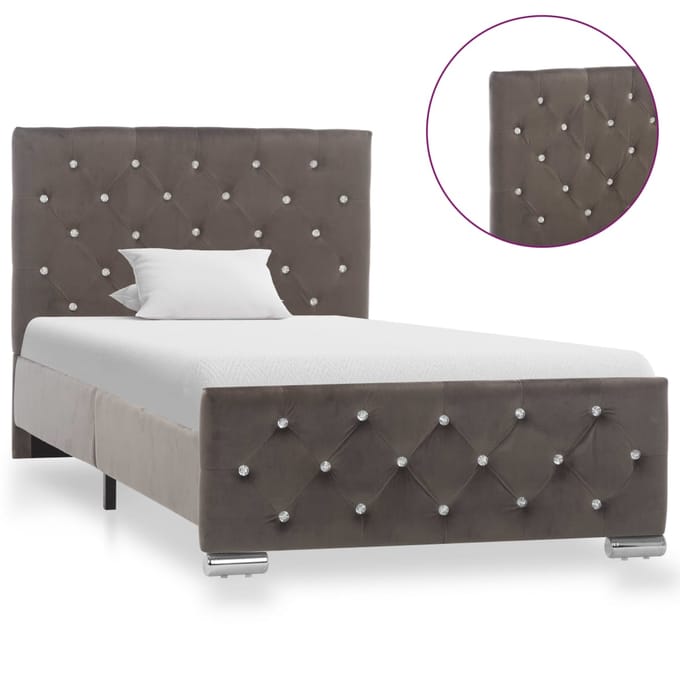 vidaXL - Bedframe - fluweel - grijs - 90x200 - cm