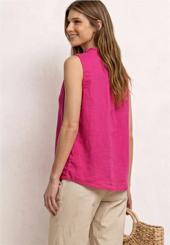 Linnen blouse met ruches