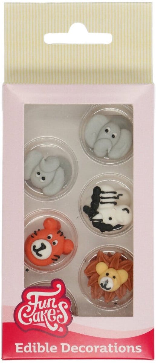 FunCakes Suikerdecoraties - Safari Dieren - 8 Stuks - Eetbare Taartdecoratie