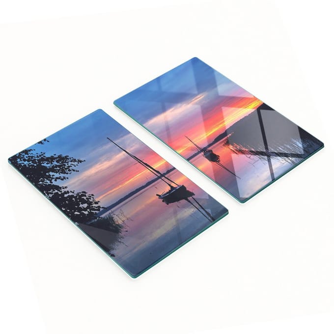 Keukenplanken van gehard glas met zeilboot-zonafbeelding, 2x30x52 cm