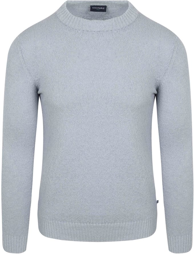Suitable Pullover Bouclé Blauw - Maat M - Heren - Sweater