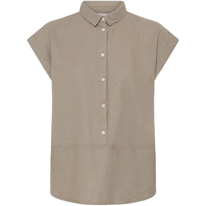 regular fit blouse van mix van linnen en viscose model 'LINNO'