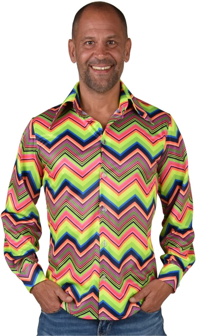 Party Blouse Zigzag Colorful Heren - Maat XXL