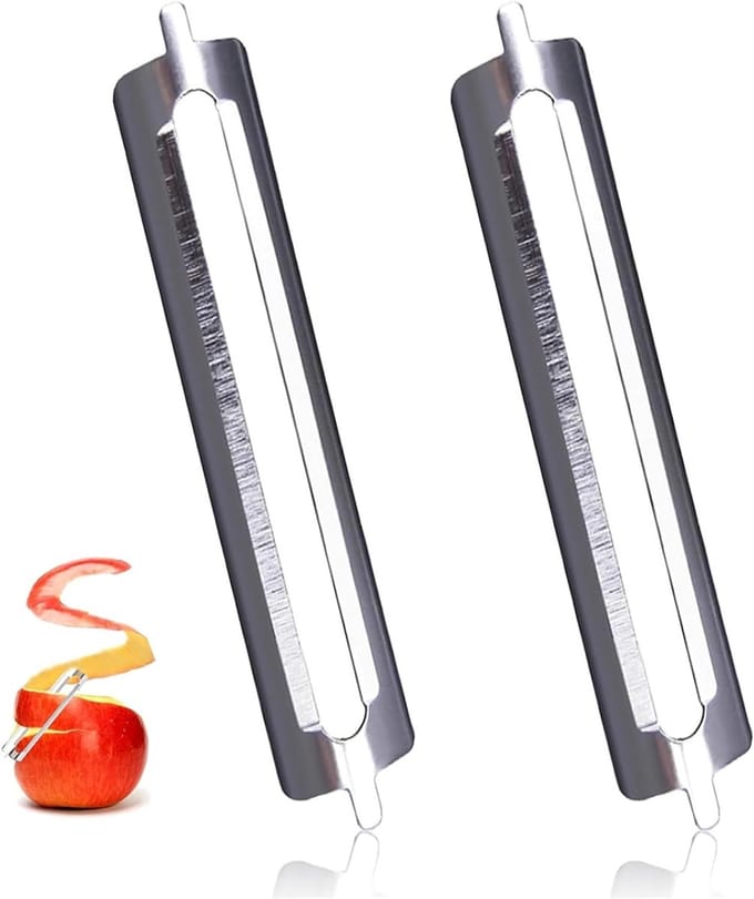 Efficiënte 2-in-1 Schiller voor Groenten en Fruit met Ergonomische Handgreep en Rvs Bladen