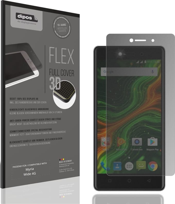 dipos FLEX – Matte Privacy Screenprotector geschikt voor Myria Wide 4G | Volledige Schermbescherming | Case-Friendly