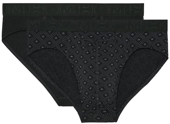 HOM - Neels Mini briefs H01 2pack - Black/black print - mannen - S