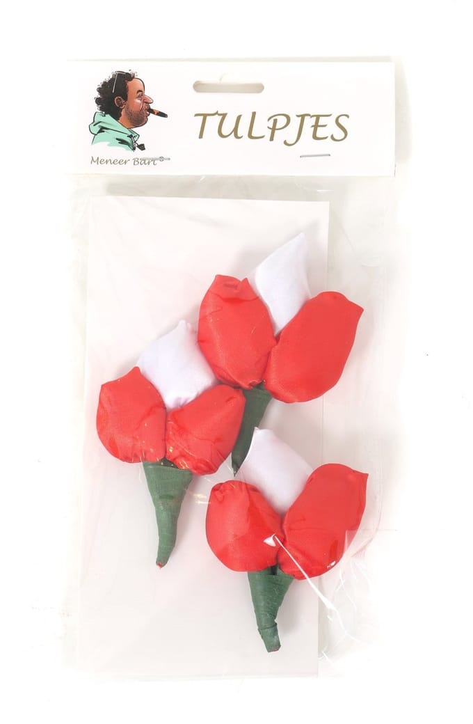 Tulpbroche 3 stuks - Rood-wit
