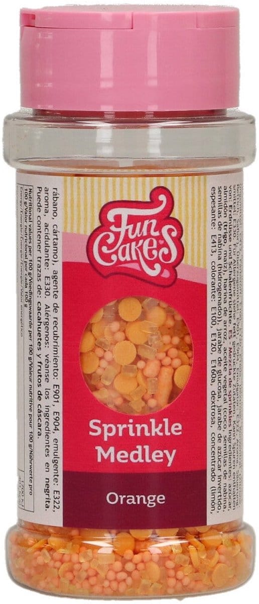 FunCakes Sprinkle Medley - Oranje - 70g - Eetbare Taartdecoratie