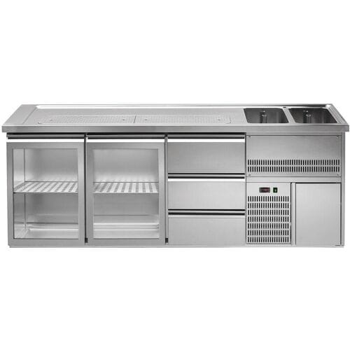 GGM Gastro Biertheke Premium PLUS - 2500x700mm - 2 Glastüren & 3 Schubladen