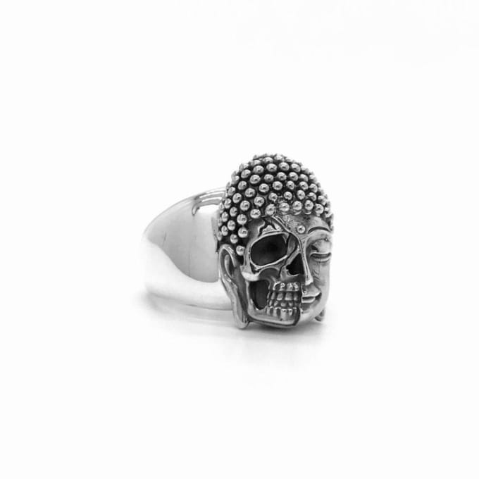 Echt Zilveren 3D Skull/Buddha Ring voor Heren en Dames - 925 Sterling Zilver