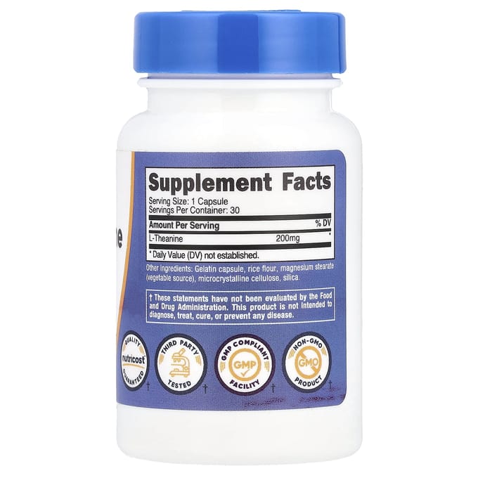 Nutricost, l-théanine, 200mg, 30 capsules