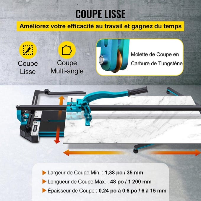 Coupe-carreau manuel 1200 mm Monorail Outil à main Largeur de coupe Épaisseur de coupe