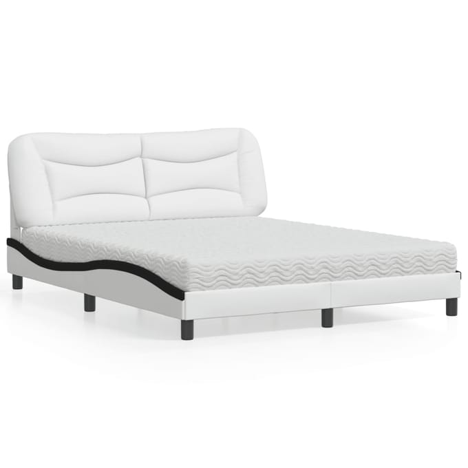 vidaXL - Bed - met - matras - "Hvar" - kunstleer - wit - en - zwart - 160x200 - cm