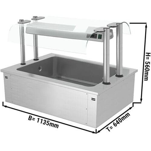 GGM Gastro Einbau Eiswanne - 1000mm - 3x GN 1/1 - 130 Liter - mit Glas-Hustenschutz Zilver