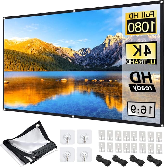 Projectiescherm - Beamerdoek Beamer Canvas - Thuisbioscoop Creëren - Kreukvrij Polyester - 60 inch 16:9 - Wit