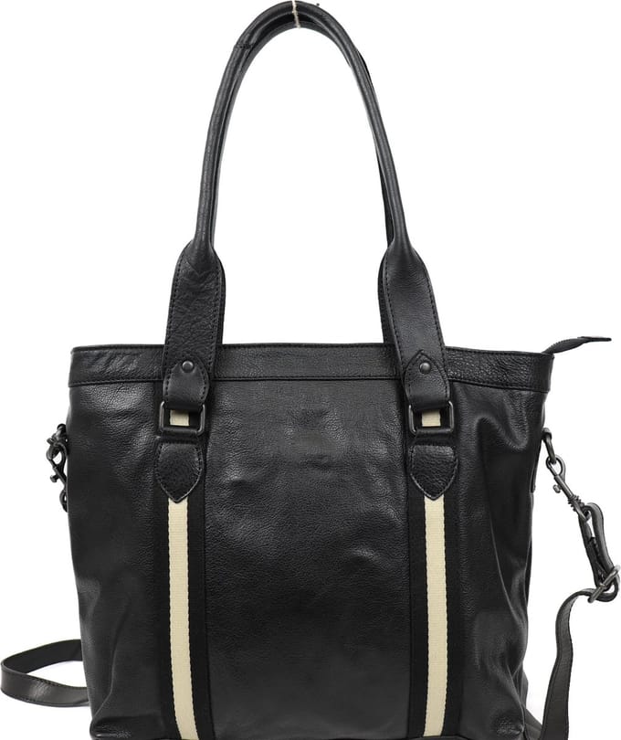 Bear Design Tygo Stripe Leren Handtas / Schoudertas - Zwart