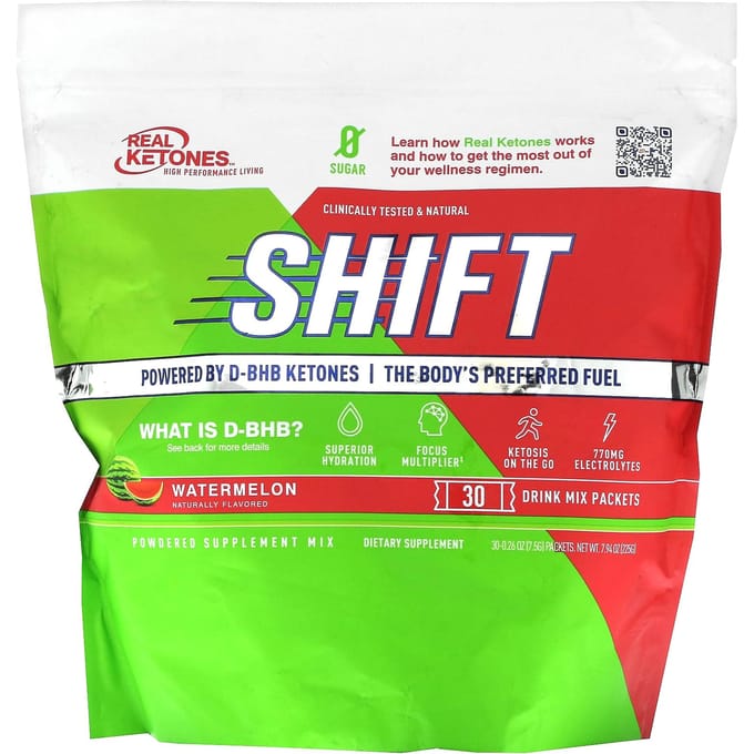 Real Ketones, Shift, Pastèque, Mélange pour boisson 30 sachets, 7,5 g (0,26 oz) chaque