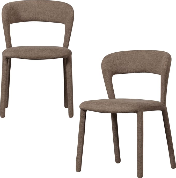 WOOOD Noble Eetkamerstoelen - Polyester - Taupe - Set van 2